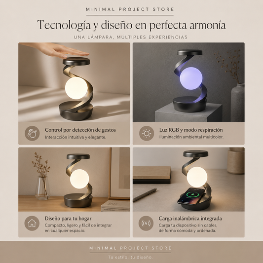 Lámpara Luna LED Levitante con Carga Inalámbrica