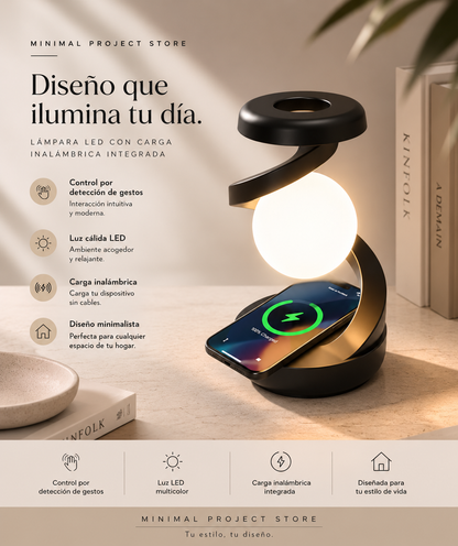 Lámpara Luna LED Levitante con Carga Inalámbrica