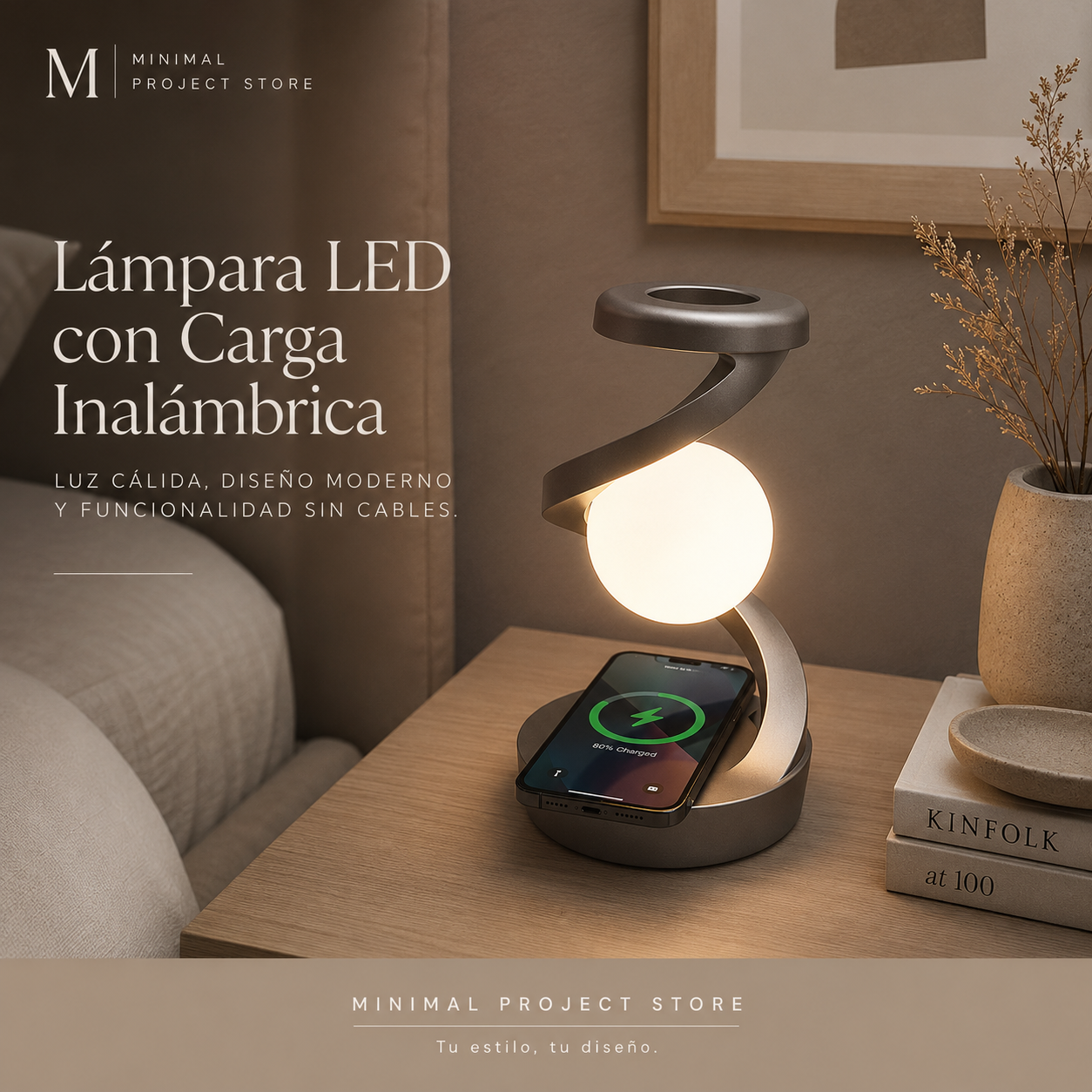 Lámpara Luna LED Levitante con Carga Inalámbrica