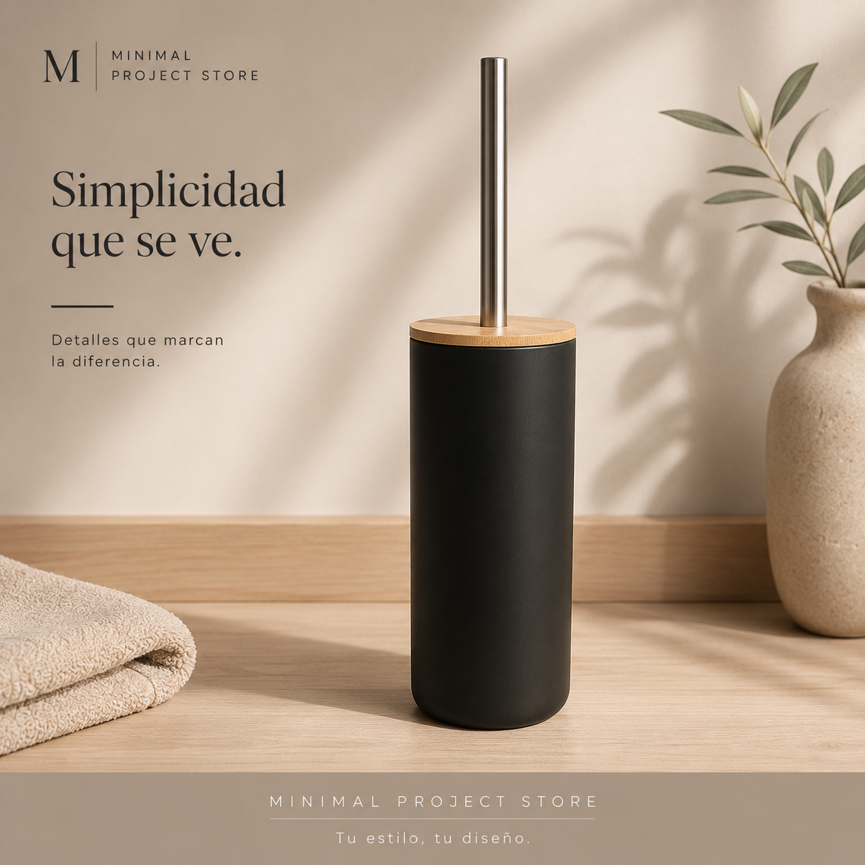 Set de Baño Minimalista de Bambú – 5 Piezas