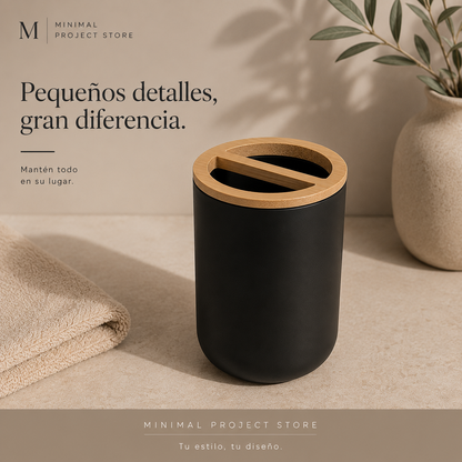 Set de Baño Minimalista de Bambú – 5 Piezas